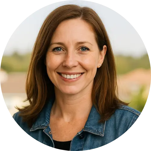 Sarah L., a happy Riverview Roofing client, smiling after receiving professional roof repair service and sharing her positive testimonial about the trusted roofing team in Riverview, FL.